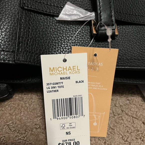 Michael Kors Maisie Large Pebbled Leather 3 in 1 Black Tote NWT - Picture 6 of 9